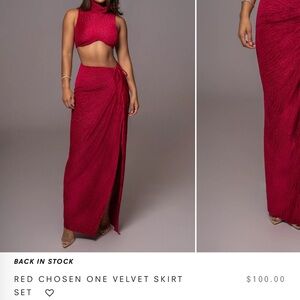 Red Velvet Skirt Set